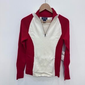 Vintage 90’s Polo Jeans Ralph Lauren Sweater Half Zip Red Cream New Sz Small